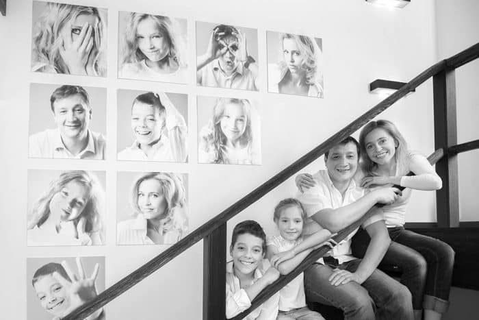 Family on Staircase Melbourne Precision Picture Hanging